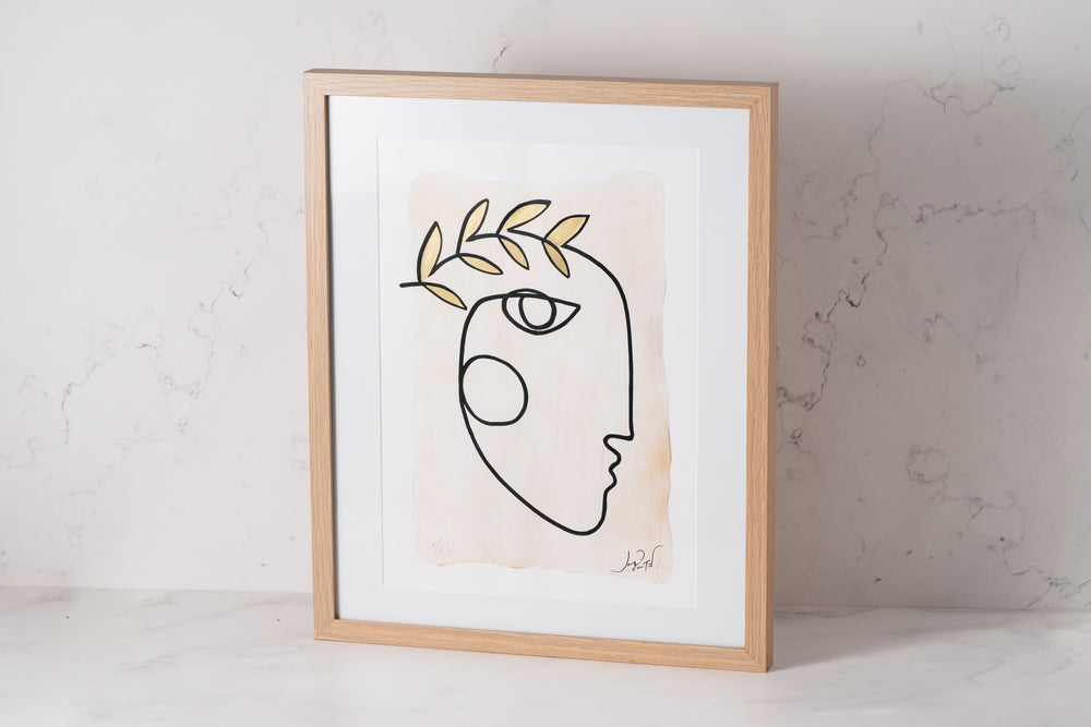 Quinn Limited Edition Print with Gold & Peach Details in Frame