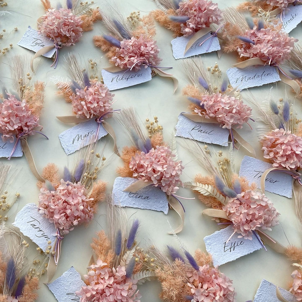 Preserved Floral Place Setting and Posy with Custom Name Tag