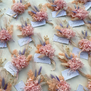 Preserved Floral Place Setting and Posy with Custom Name Tag