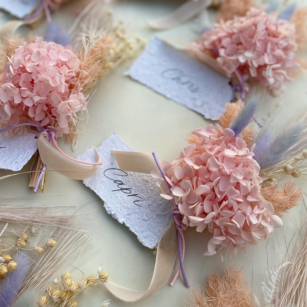Preserved Floral Place Setting and Posy with Custom Name Tag