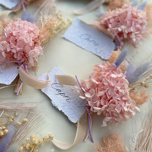 Preserved Floral Place Setting and Posy with Custom Name Tag