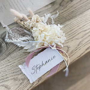 
            
                Load image into Gallery viewer, Preserved Floral Place Setting and Posy with Custom Name Tag
            
        
