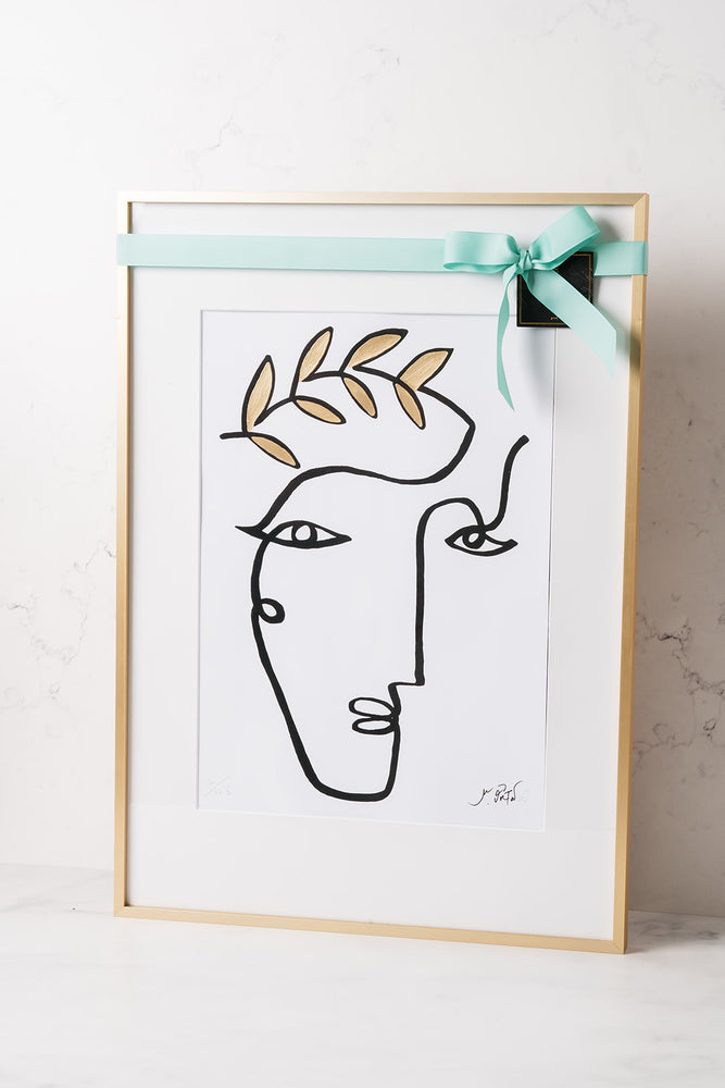 
            
                Load image into Gallery viewer, Stranger with a Wreath Limited Edition Print with Gold Detail in Frame
            
        