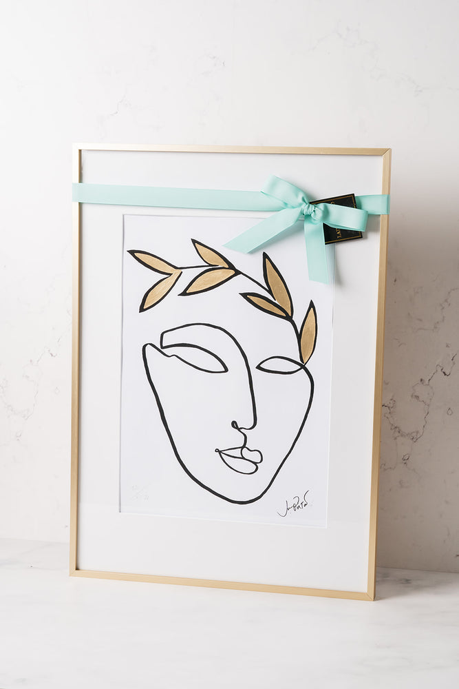 Ancient Greek with Wreath Limited Edition Print with Gold Detail in Frame