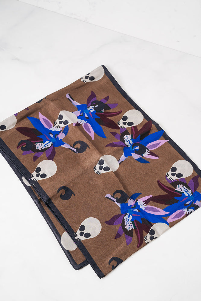 Greek 'Scull' Silk Scarf