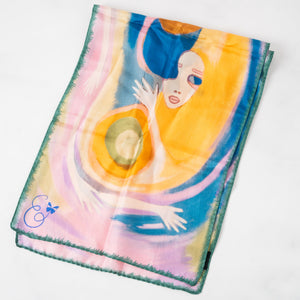Greek 'Goddess in Tie Dye' Silk Scarf