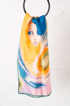 
            
                Load image into Gallery viewer, Greek &amp;#39;Goddess in Tie Dye&amp;#39; Silk Scarf
            
        