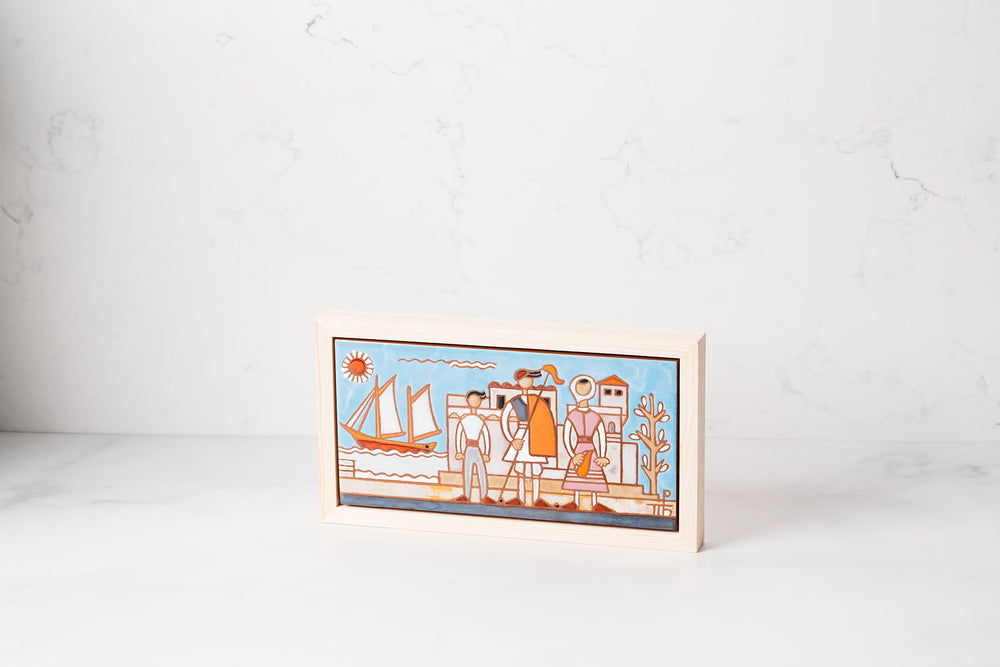 Greek Folk Family Tile Art