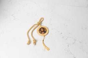 Mini Orthodox Icons on Rope ~ Jesus Christ and Mother Mary