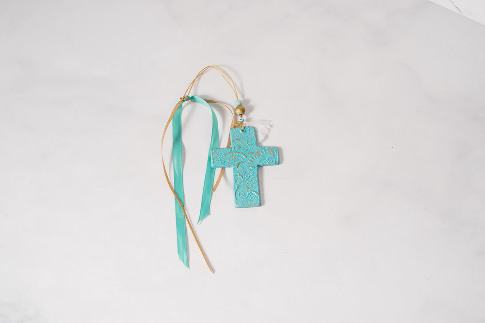 
            
                Load image into Gallery viewer, Small Decorative Cross with Paisley motif
            
        