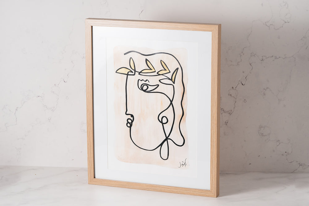 Olivia Limited Edition Print with Gold & Peach Details in Frame