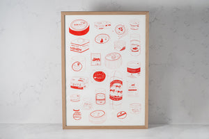 Greek Cheese Screen Printed Poster in Frame