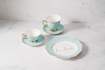 Pale Blue Fine Bone China Teacup & Saucer sets and 'Be True' Sideplate